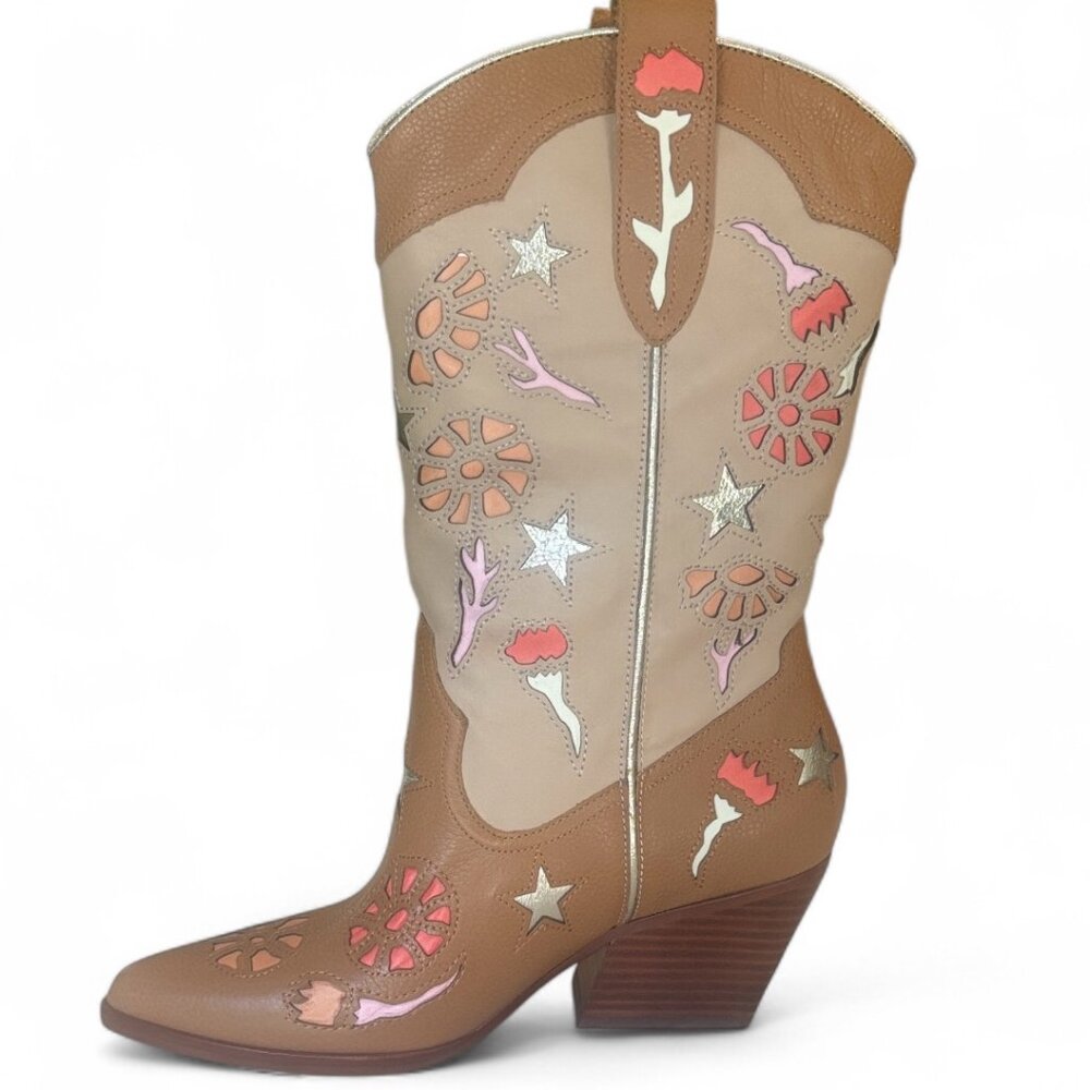 Western Boots Leather Tan Multi by Dolce Vita Size 7.5 NWT - Picture 5 of 13